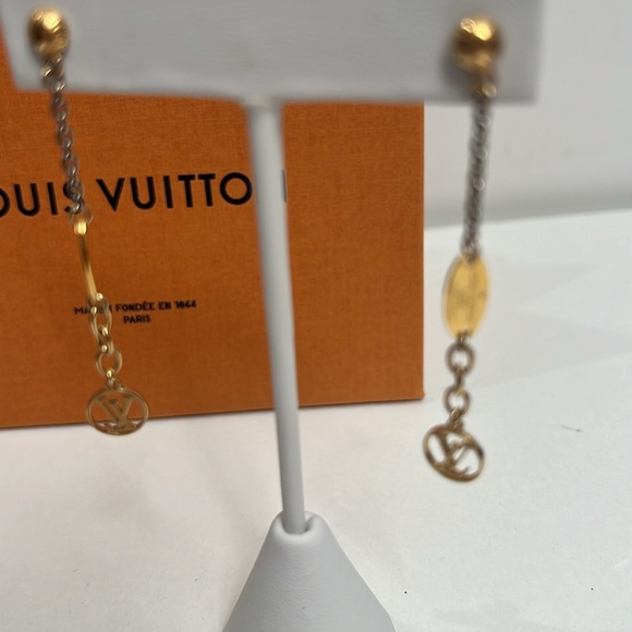Louis Vuitton Gold Silver Earrings 2.5” - Picture 4 of 5